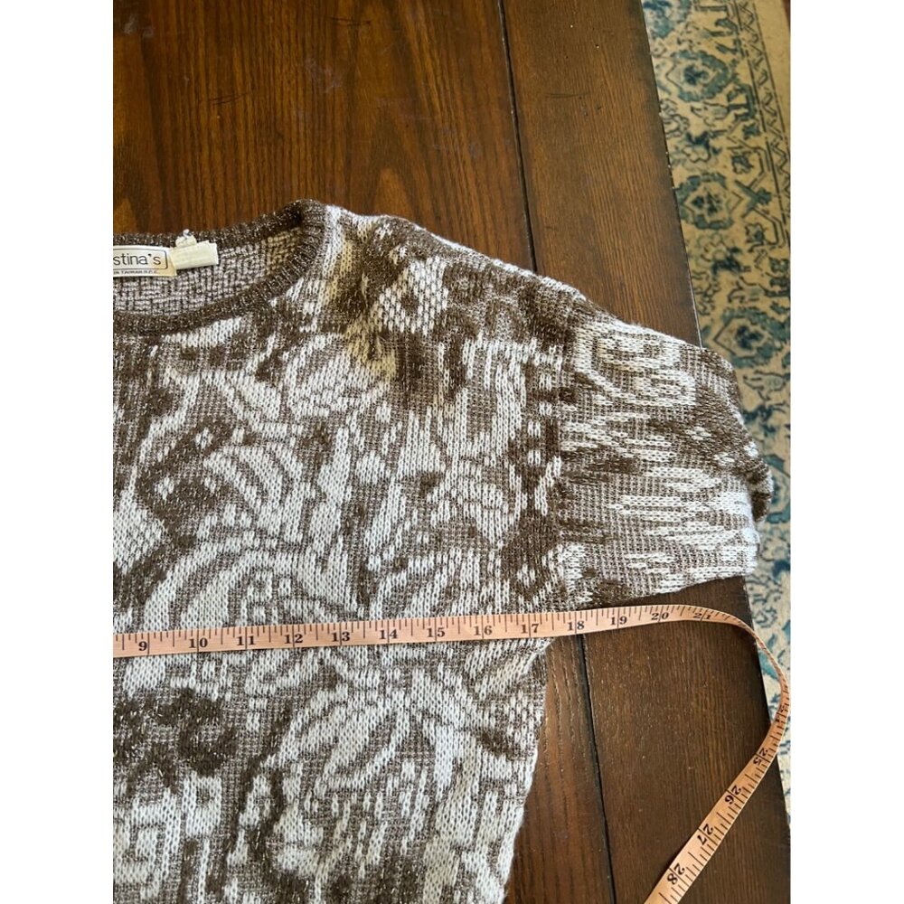 Vintage 80's Cristina's Brown Metallic Long Sleeve Sweater Size Medium - Picture 7 of 9